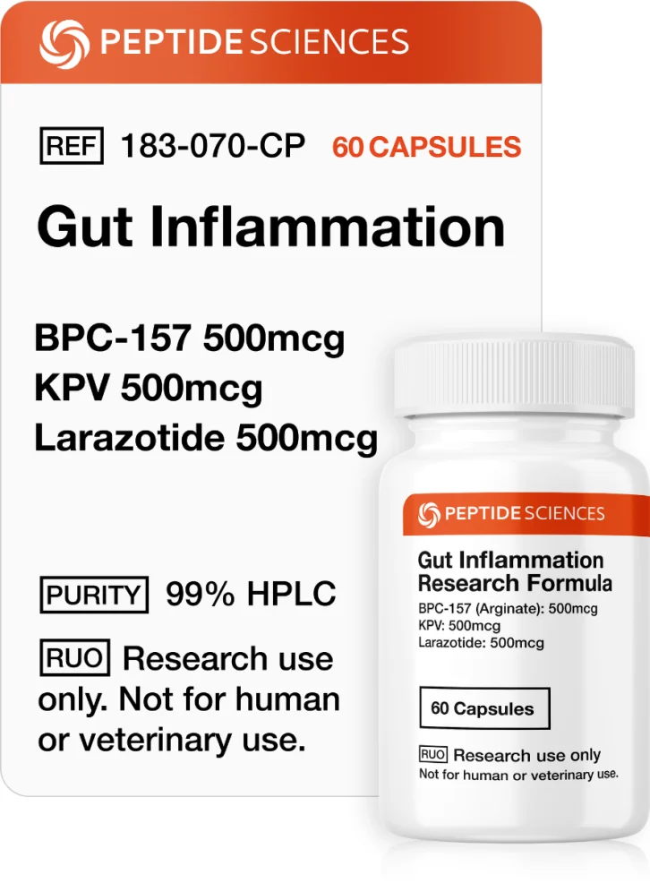 Gut Inflammation (60 Capsules) (Stable BPC-157 Arginate, KPV, Larazotide)